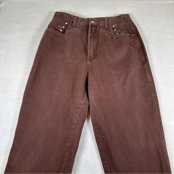 Rocky Mountain 90s western mom jeans high rise cowgirl Brown Denim bareback - Picture 4 of 12